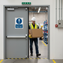 Light Slate Gray Mandatory Fire Safety Signs - Automatic Fire Door Keep Clear Signage