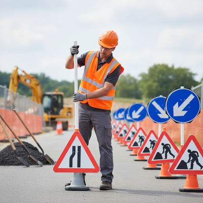 Premium Roadwork Cone Sign Bundle for Safety and Visibility