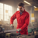 Dim Gray Professional Red Boilersuit - Durable Polyester-Cotton Blend