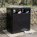 224 Litre dual litter and recycling bin galvanised steel