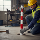 Dark Slate Gray Premium High Visibility Steel Security Post - Red & White