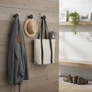 Premium Decorative Wall Mounted Hooks - Set of 3 Black Wooden Round Coat Hooks for Stylish Home Organization