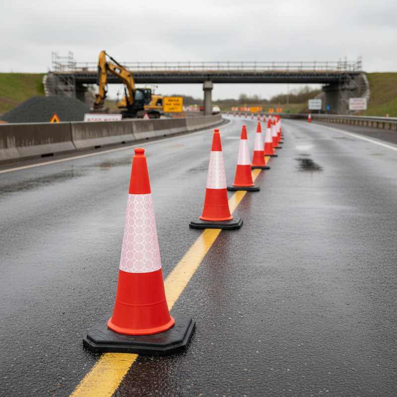 Light Slate Gray 1 Metre Heavy Duty Traffic Cone with High Wind Resistance