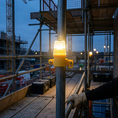 White Battery Operated LED Scaffold Lamp with 360° Coverage