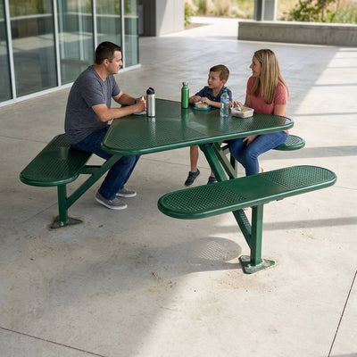 2000mm Steel Picnic Table with 9-Seat Tri-Design