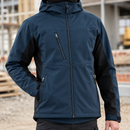 Windproof Hooded Softshell Coat - Dark Navy/Black (view 2)