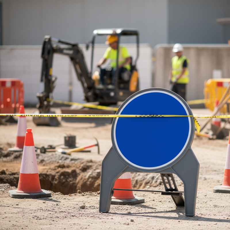 Rosy Brown Heavy Duty Circular Q-Sign - 750mm Diameter, Black Base