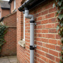 76mm Diameter Flush Joint Adjustable Swanneck Downpipe — RAL 7035 (in use)