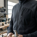 Mesh Fleece Work Jacket with Zipped Chest Pocket - Black