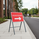 Light Gray Heavy Duty Pedestrians Arrow Right Metal Sign - 600 x 450mm