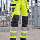 Stretch Hi-Vis Class 2 Work Trousers Holster Pockets Yellow/Navy (view 2)