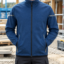 Men's Fleece Work Jacket with Reflective Trim - Deep Blue/Navy