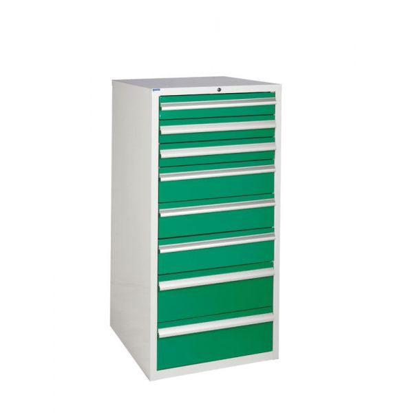 Sea Green Euroslide 8 Drawer Cabinet 3x100mm, 3x150mm, 2x200mm