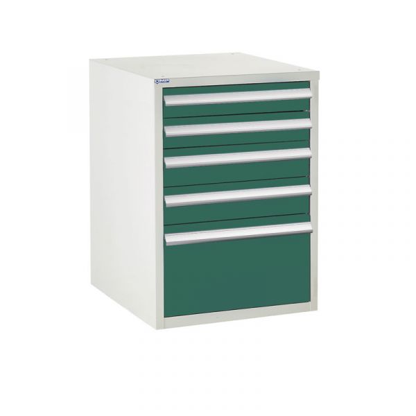 Light Gray Euroslide 5 Drawer Cabinet - 2x100mm, 2x125mm, 1x300mm