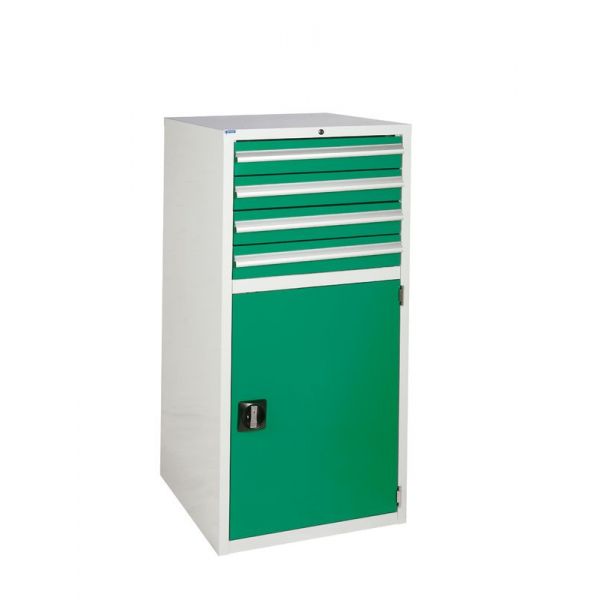 Sea Green 4 Drawer & Cupboard Euroslide Tool Cabinet - 1200mmH x 600mmW
