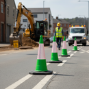 Dark Gray Premium 1 Metre 2-Piece Traffic Cone with High Durability