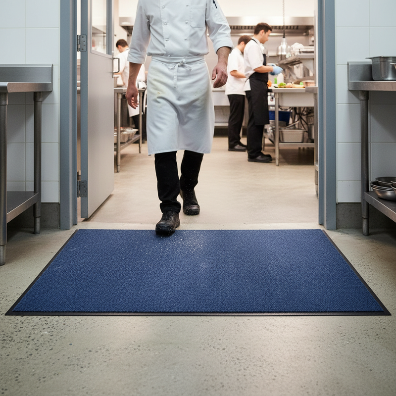 Dark Gray Machine Washable Premium Lustre 9mm Mat - Blue