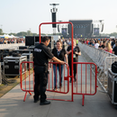 Dim Gray Premium Crowd Control Walkthrough Barrier with Spring Loaded Gate