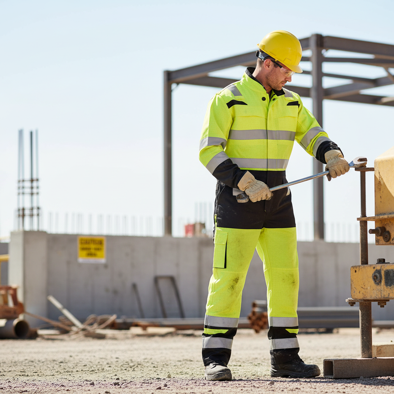 Light Gray Premium Hi-Vis Two-Tone Coverall - Saturn Yellow and Black