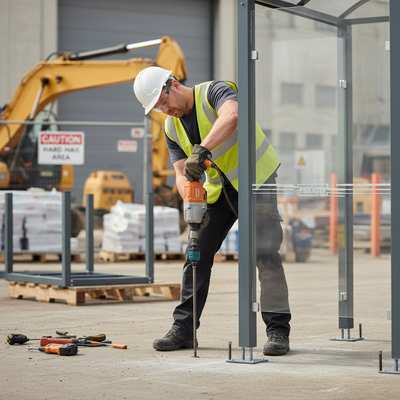 Premium Pay Point Shelter with Galvanised Steel and Toughened Glass