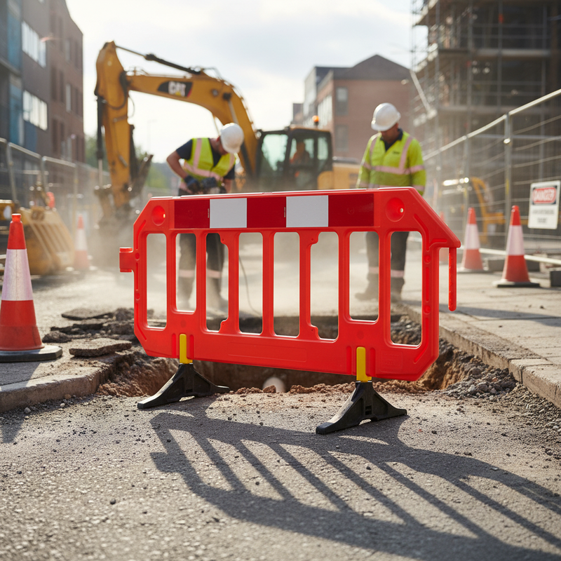 Rosy Brown Premium Road Barrier - Heavy Duty Orange Traffic Control