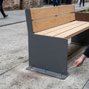 Oak and steel park bench 600–1800mm with armrest option