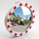 600mm diameter P.A.S convex traffic mirror with red & white frame (view 2)