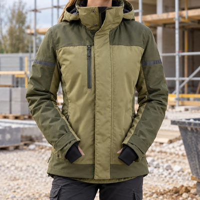 Women's Waterproof Insulated Jacket, Detachable Hood - Khaki Green