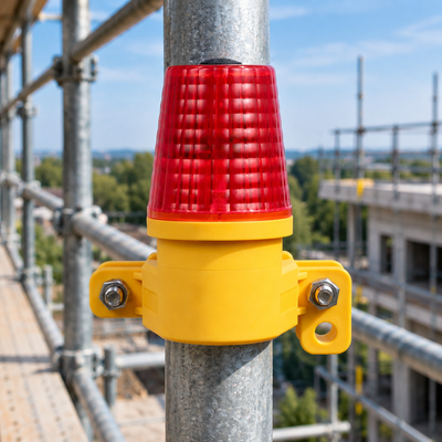 Red LED Scaffold Warning Lamp with 360° Battery Lens