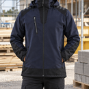 Softshell Work Jacket with Adjustable Hood - Dark Navy/Black
