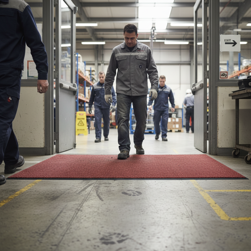 Slate Gray Machine Washable Premium 9mm Mat - Red for Heavy Use Areas