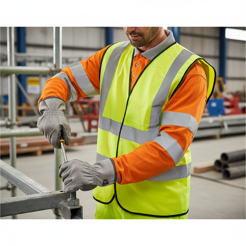 Rosy Brown Premium Hi-Visibility Waistcoat/Vest - Bulk Pack of 100, Saturn Yellow