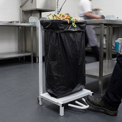 Self-assembly steel sack holder with pedal operation