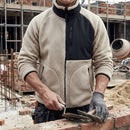 Two-Layer Pile Work Jacket with Chest Pocket - Light Sand/Black