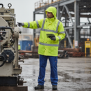 Light Slate Gray Premium Hi-Vis Lightweight Jacket with Concealed Hood - Saturn Yellow