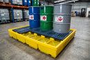 3-Drum Spill Pallet, 228 Litre Sump, 1785 × 780 × 240mm