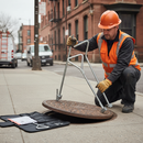 Dark Gray Professional Manhole Cover Lifting Kit with Carry Case and Interchangeable Tips