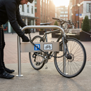 Dark Gray Premium Cycle Stand with Integrated Signage for Secure Bike Parking