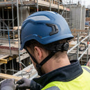 Blue Safety Helmet with Micro Brim and Wheel Adjustment Non-Vented