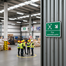 Dim Gray Premium Fire Safety Signs - Fire Assembly Point Down Right Arrow