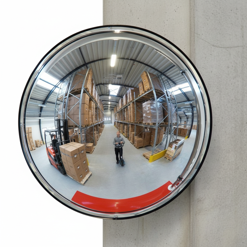 Dark Gray Premium Internal Convex Wall Mirror - Round for Enhanced Visibility