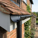 Half Round Aluminium Gutter Outlet 76mm – Marine Grade — Textured Black (in use)
