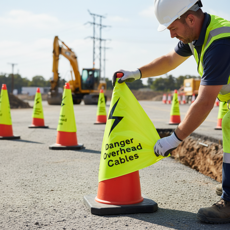 Light Gray Premium Replacement Danger Overhead Cables Cone Sleeve - 750mm & 1000mm