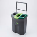 Triple compartment recycling bin 110 litre with colour-coded lids (view 2)