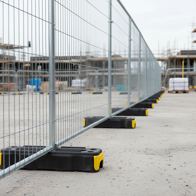 Light Gray Premium Hi-Vis Anti-Trip Rubber Block Temporary Fence Feet