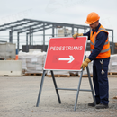 Gray Premium Pedestrians Left/Right Reversible Metal Sign Face - 600mm x 450mm