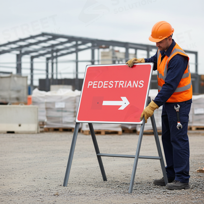 Premium Pedestrians Left/Right Reversible Metal Sign Face - 600mm x 450mm