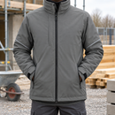 Windproof Fleece Lined Softshell Work Jacket - Steel Grey