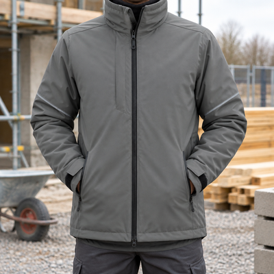 Windproof Fleece Lined Softshell Work Jacket - Steel Grey