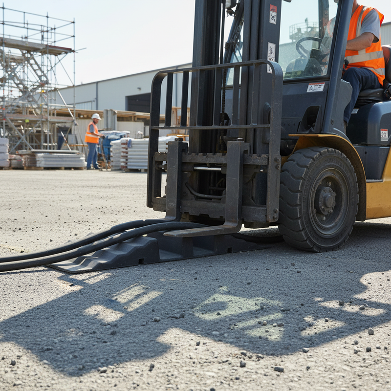 Dark Slate Gray Heavy Duty Drive Over Cable and Hose Ramp - 2 Channel Access Protector